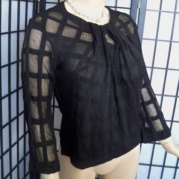 SOCA ST. JOHN Sz M Black/Silver Sparkle Sweater - Picture 2 of 5